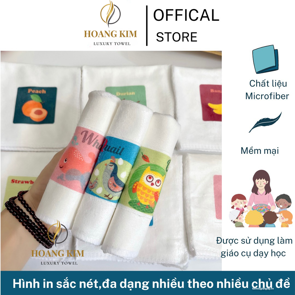 Khăn mặt cho trẻ có in thêu các hình ngộ nghĩnh