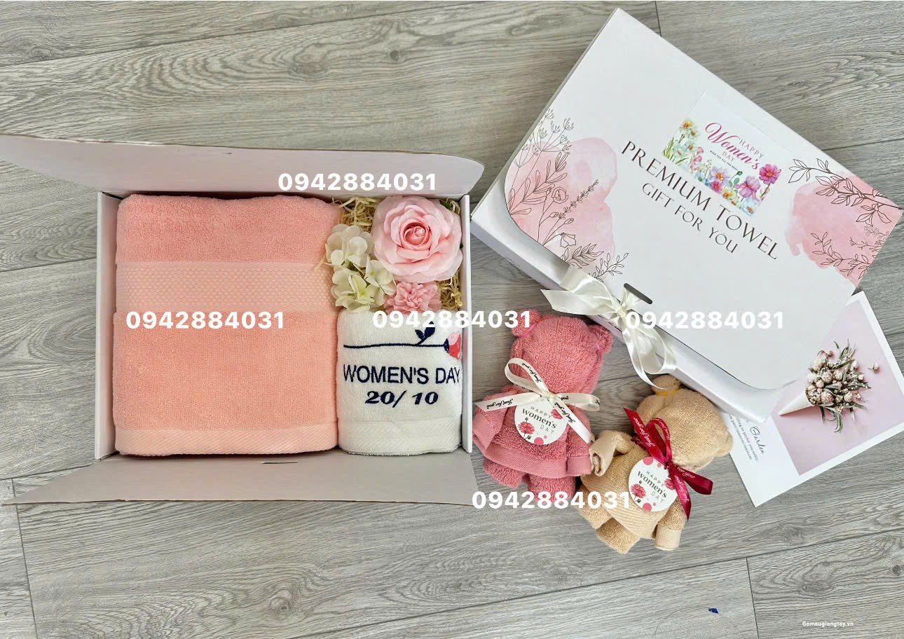 BỘ 2 KHĂN QUÀ TẶNG SANG TRỌNG LÀM QUÀ TẶNG Ý NGHĨA CHO NGÀY PHỤ NỮ